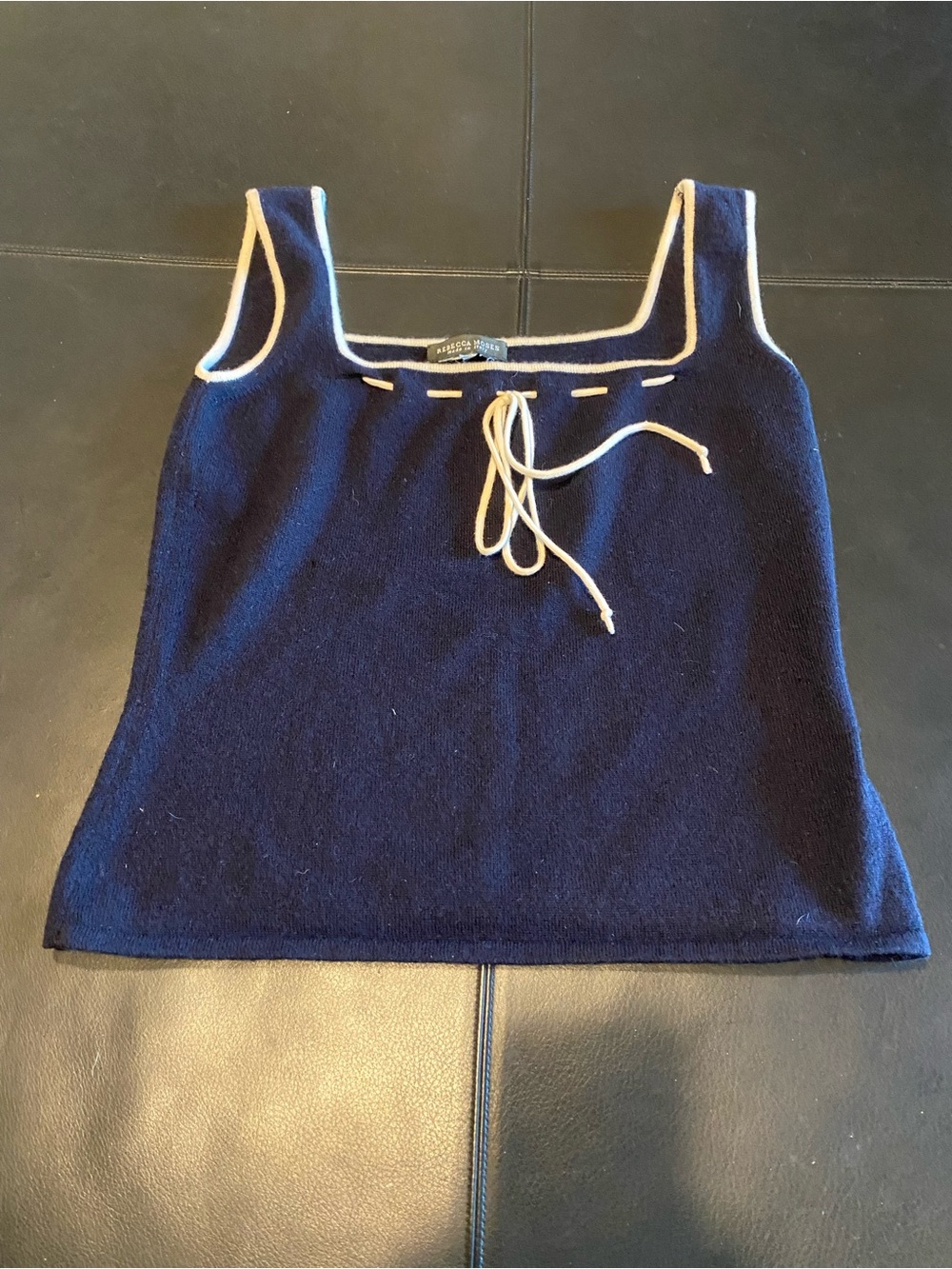 Rebecca Moses Cashmere Classic Navy Square-Neck Tank Top